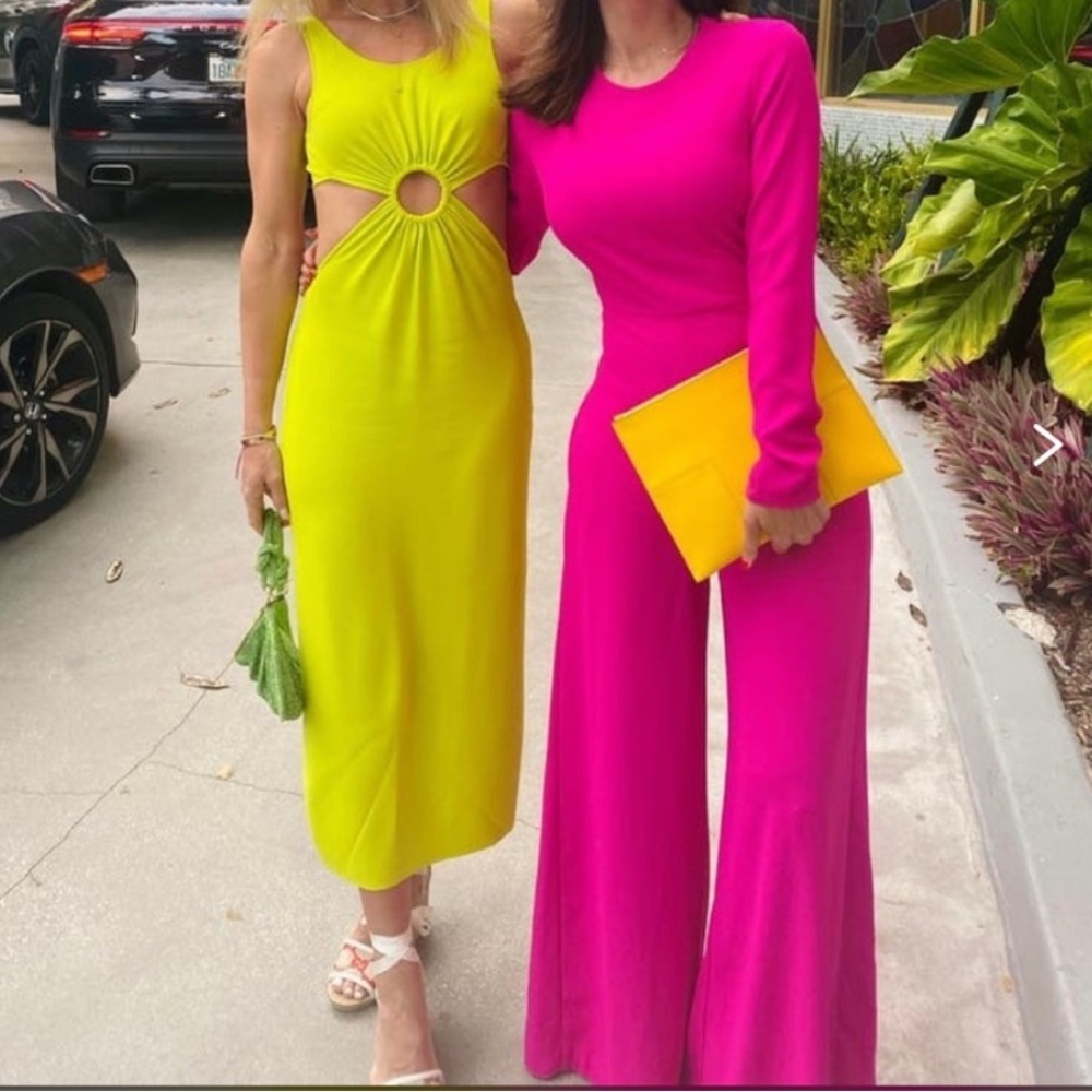 Adam Lippes Hot Pink Long-Sleeve Wide-Leg Jumpsuit - Picture 6 of 16
